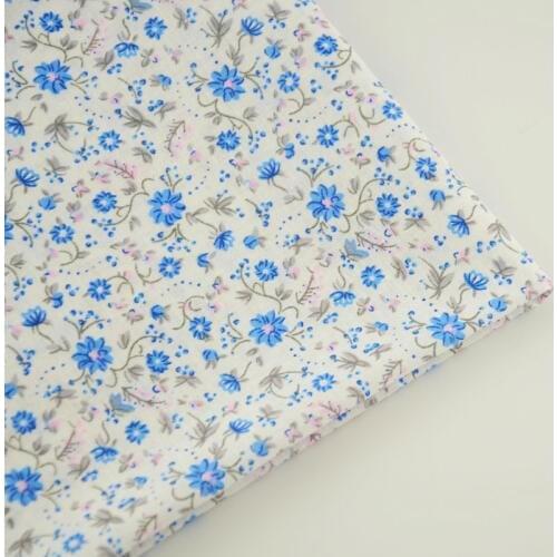 Cotton Fabric Lovely Blue Flowers Tissue Home Textile Sewing Cloth Craft Curtain Decoration Fat Quarter for Beginners Practice