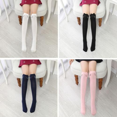 New Cute Kids Baby Girls Knee High Cartoon Cat Stockings Long Soft Cotton Warm Tights Stockings Elastic Thin Pantyhose