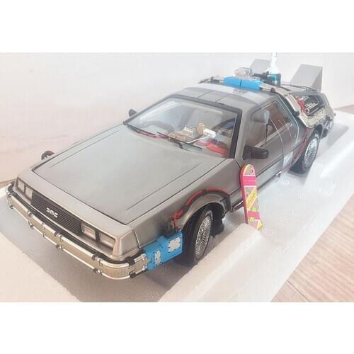 All New 1/18 Scale Diecast Alloy Vehicle Part 3 Time Machine DeLorean DMC-12 Metal Toy Welly Back To The Future Collectible Gift