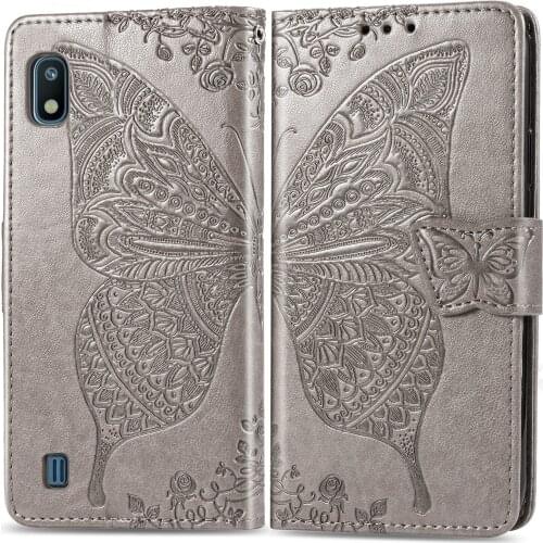 Cute Butterfly Case for Samsung Galaxy A10 (6.2in) Cover Flip Leather Wallet Book Black SM-A105F A 10 A105 10A GalaxyA10