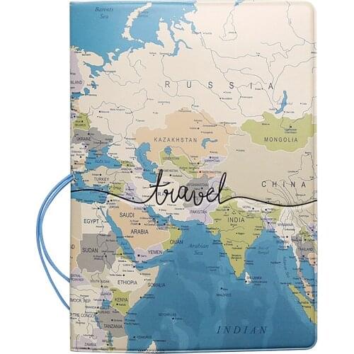 New World Map Passport Cover Multi-Function PU Leather ID Bank Card Wallet Case Men Women Travel Accessories Passport Holders