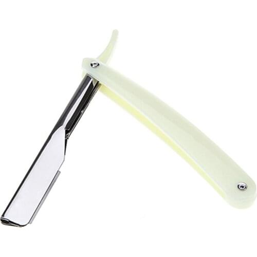 Men Straight Edge Folding Razor Holder with Plastic Handle Manual Beard Shaver J78D