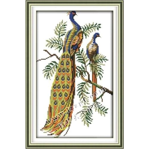 Two peacocks cross stitch kit 18ct 14ct 11ct count printed canvas stitching embroidery DIY handmade needlework