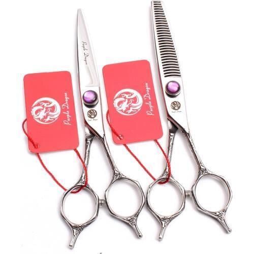 6.0" 17.5cm 440C Purple Dragon Violet GEM Hairdressing Scissors Normal Shears Thinning Scissors Professional Hair Scissors Z9018