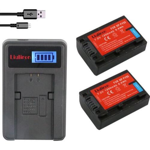 NP-FV50 For Sony LCD USB Charger + 2400mAh NP FV50 Camera Battery for For NP-FV30 FV50 FV70 FV90 FV100 FV120 HDR-SR68 DCR-SX85
