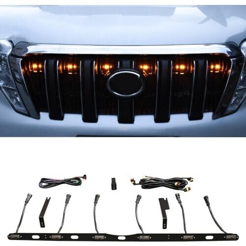 Front Middle Net Yellow Light for Toyota Land Cruiser Prado 150 J15 2014 2015 2016 2017 Accessories