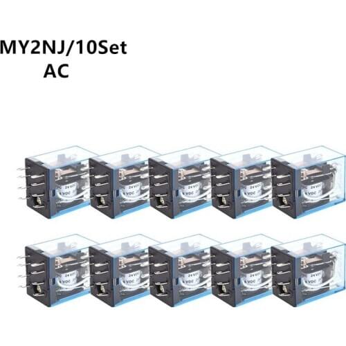 10PCS MY2P HH52P MY2NJ Relay General DPDT Micro Mini Electromagnetic Relay Switch with LED AC 12V 24V 36V 48V 110V 220V 380V