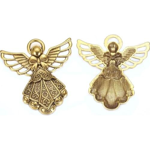 Pandahall Antique Golden Angel Wing Pendants Tibetan Style Angels Charms for Jewelry DIY Necklace Pendant Making Supplies 10pcs