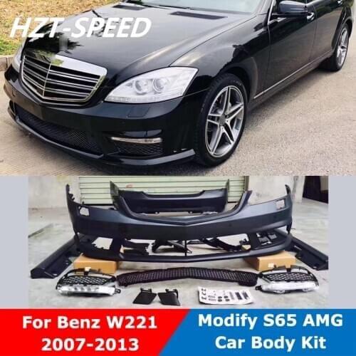 S65 AMG Style Unpainted PP Material Front Rear Bumper Side Skirts Grille Car Body Kit For Benz W221 S Class Modify 2007-2013
