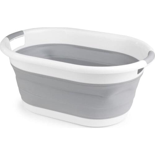 Gray Foldable Silicone Laundry Basket