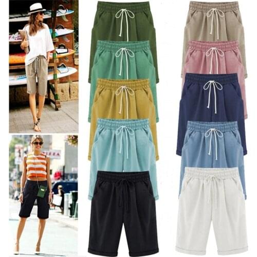 Summer Shorts Women Casual Drawstring Elastic Shorts Knee Length Bermuda Shorts For Women Bermuda Large Size Plus Size 6XL