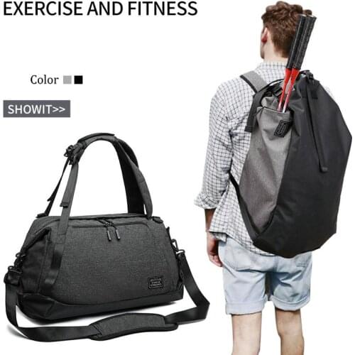 Men Women Fitness Gym Bag Dry Wet Separation Training Waterproof Large Capacity Luggage Bag Handbag Backpack Black Gray