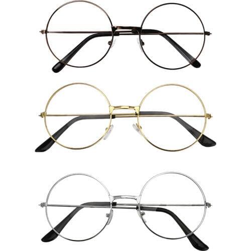 3 Colors Unisex Retro Round Circle Metal Frame Eyeglasses Vintage Round Reading Glasses Clear Lens Eye Glasses Frames