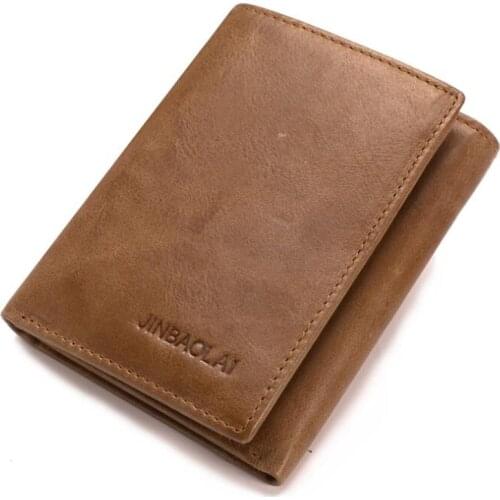 Vintage Men Wallet Genuine Leather Short Wallets Male Multifunctional Cowhide Male Purse Coin Pocket Photo Card Holder