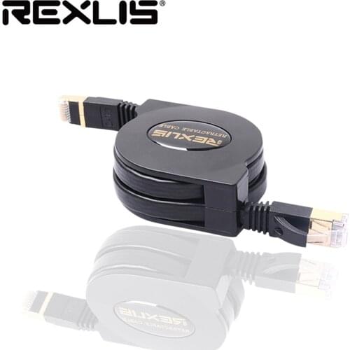 Premium 10 Gigabit Ethernet Retractable Network Cable 1.5m Ultra Flat Cat 6 RJ45 Connectors for LAN Network Modem Router PC