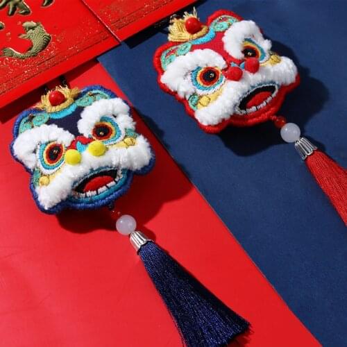 Dancing Lion Diy Embroidery Omamori Cross-stitch Needlework Pouch Knitting Accessories Needlework Crafts Adults Jewelry Pendant
