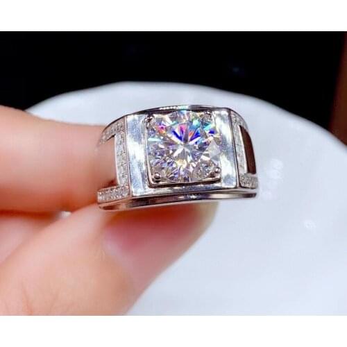 High Quality Man ring Moissanite Man rings 3CT jewelry Free shipping gemstone 925 sterling silver Man RING