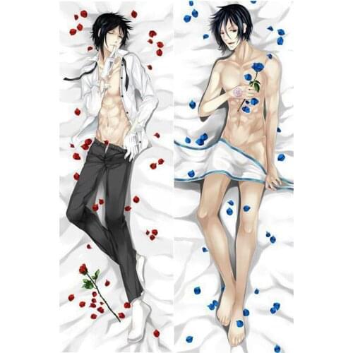 Japanese BL Male Anime Black Butler Sebastian Michaelis Throw Otaku Dakimakura Gifts Bedding Hugging Body Pillow Case 150x50 CM