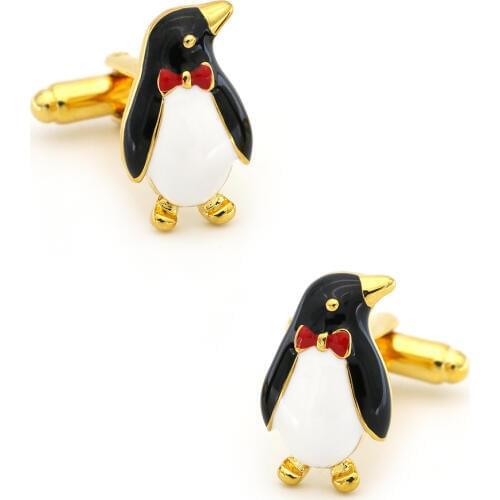 Penguin Cuff Links For Men Cute Design Quality Brass Material Golden Color Cufflinks Wholesale&retail
