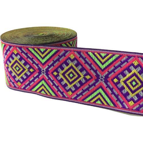 ZERZEEMOOY 2" 5cm 7yard/lot High quality Woven Jacquard Ribbon black background Geometric pattern straps and belt lace