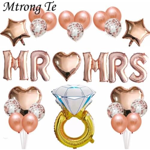 1Set Round Rose Gold Glitter Print Mr&Mrs LOVE Foil Balloons Bride To Be Marriage Wedding Valentines Day Decor Air Globos