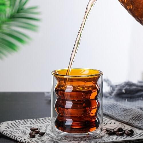 1PCS Creative Colored Glass Water Cup Double-layer Insulated Tea Cup Heat-resistant Glass Glass Coffee Cup Christmas Gift