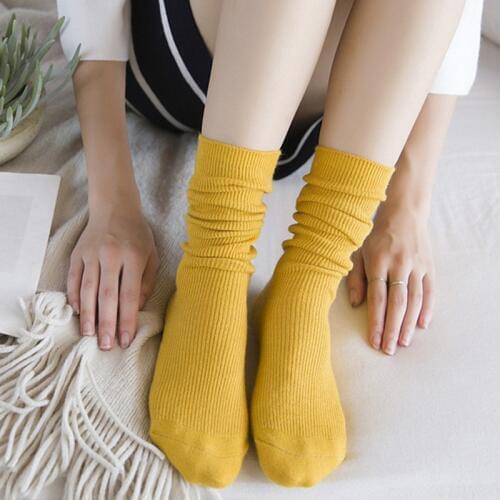 2 pair/lot ) Cute soft Girl retro color vertical striped socks pure color cotton socks