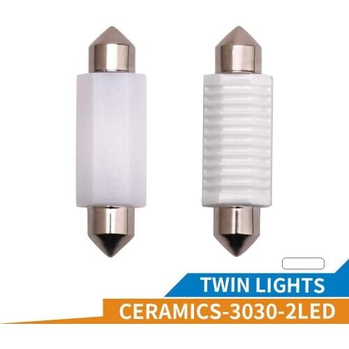 2X C5W 3030 2SMD LED Ceramics Festoon Car Interior Light Styling Reading Light Map Lamp Bulb 31mm 36mm 39mm 41mm White DC 12V