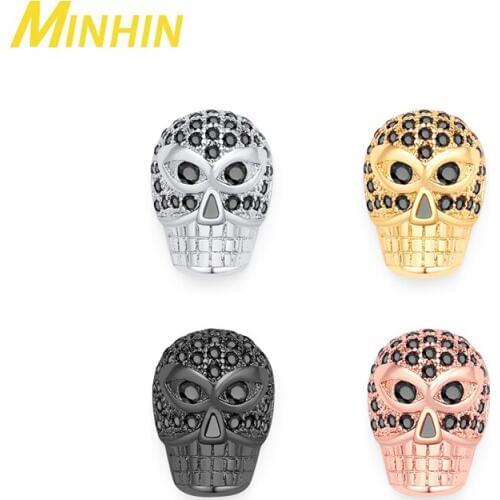 MINHIN 3Pcs High Quality Helmet Cubic Zirconia Copper Spacer Mask Beads For Men Bracelet Jewelry DIY Making Accessories