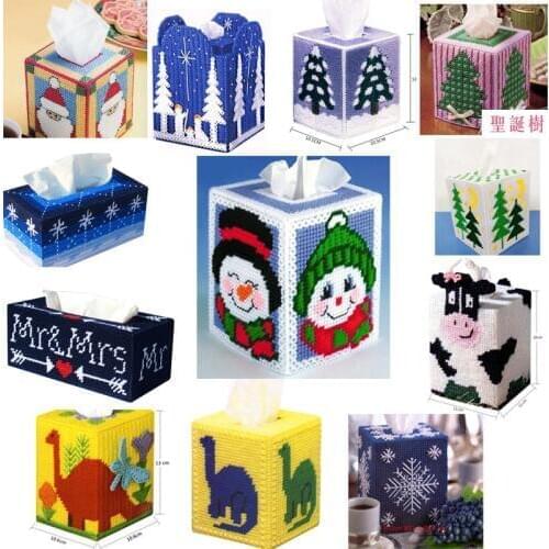 3d diy cross stitch meryy christams kits wool fiber living room pumping paper box