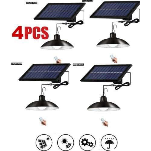 4pcs remote 30 led 2 head Retro Lampshade Solar Pendant Chandelier solar Light Lights Lamp For Outdoor Wall Garden Yard Waterpro
