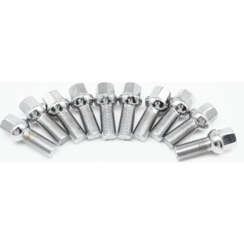 5pcs Ball Seat Car Alloy Wheel Nut Bolts Screw Thread length 23/28/30/33/35/40/45/50/60mm M14x1.5 12x1.5