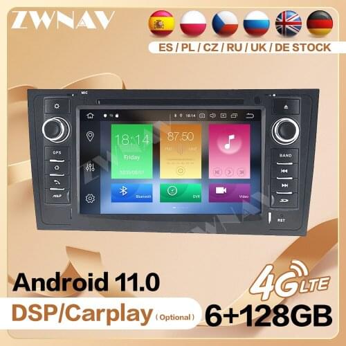 6+128G Carplay 2 Din Radio Receiver For AUDI A6 1997 1998 1999 2000-2005 Android Player Video GPS Head Unit Auto Audio Stereo