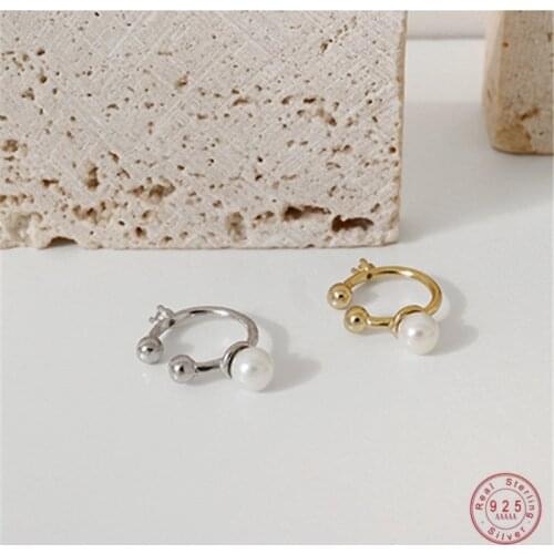 925 Sterling Silver European Irregular Pearl Crown Ear Bone Clip Women No Pierced Punk Hip Hop Creative Jewelry Gift