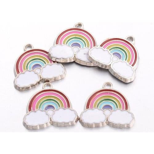 Diy jewelry alloy dripping oil accessories Tibetan silver rainbow pendant bracelet necklace making accessories