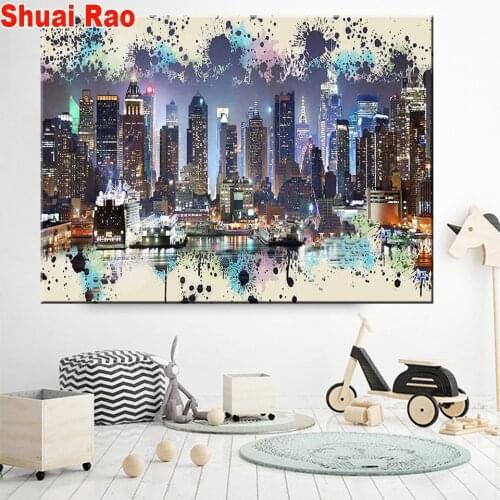 Diamond painting Abstract urban landscape,3d cross stitch 5d full drill square diamond embroidery rhinestones,2020 new home art