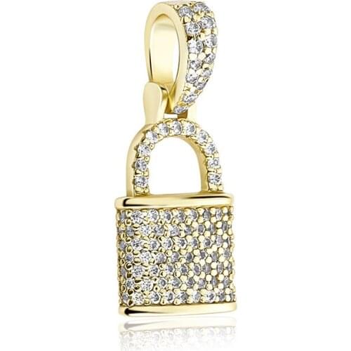 S925 Sterling Silver Bling Ice Out Lock Pendants Necklaces for Men Women Hip Hop Rapper Jewelry Drop Shipping