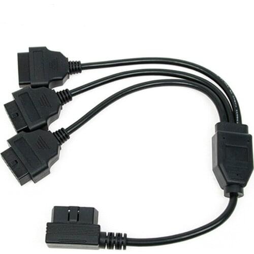 OBDII 16 Pin 1 Male to 3 Female Extension Splitter Cable OBD2 Car Diagnostic Extender Cord Adapter 50cm