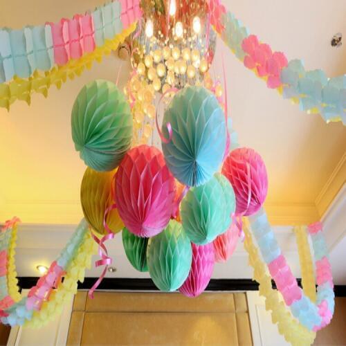 Pretty 10 Inch (25 cm) Tissue Paper Honeycomb Balls Flower Pastel Wedding Party Decor Birthday Baby Shower Decoration Supplies