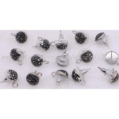 10 pairs Round stud earrings jewelry finding 12 mm BLACK beads handcrafted gems stone fashion jewelry finding studs 2846