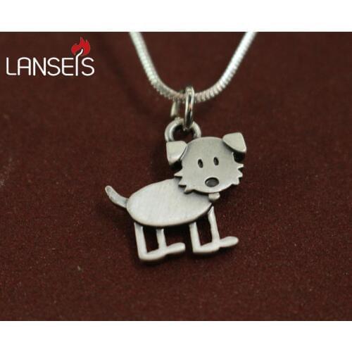 Lanseis 20pcs Cute tiny Cartoon dog Necklace pendants for women necklace Animal jewelry Simple necklaces Female gift for friend