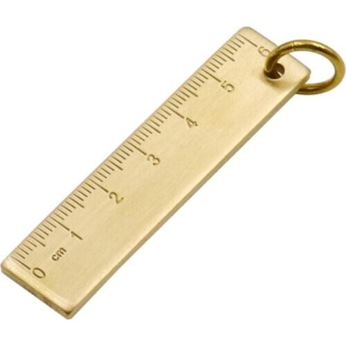 6cm Small Copper Ruler 3mm Thickened Brass Metal Ruler Copper Key Pendant Number Plate Drafting Supplies Mini Rulers