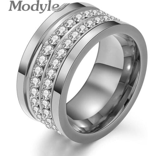 Modyle Gold and Silver Color 316L Stainless Steel Wedding Rings Female CZ Stone Ring anillo Fashion Jewelry