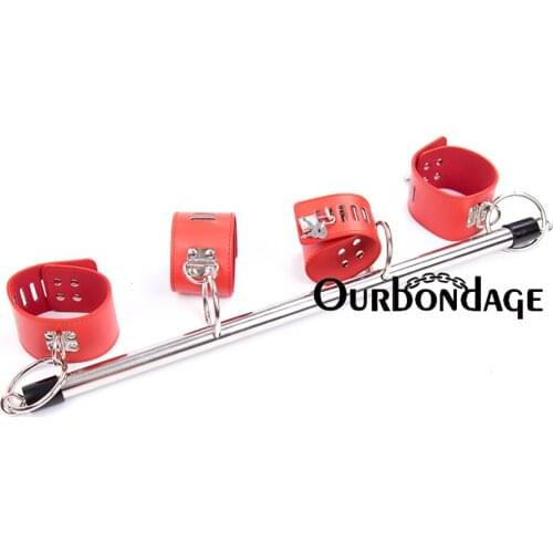 Ourbondage Stainless Steel Spreader Bar Sex Slave Handcuffs Ankle Cuffs Fetish Restraints Sex Toys for Couples