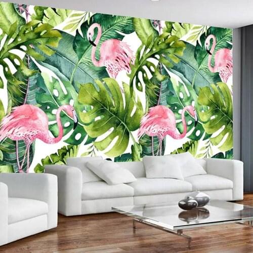 Custom Mural Wallpaper 3D Green Plant Leaf Birds Wall Painting Living Room TV Sofa Bedroom Home Decor Modern Simple Wall Papers