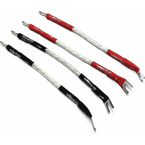 ODIN Audio Jumper Cable Silver Plated Banana Plug Spade Connector Bridge Cables - ( 4Pcs )