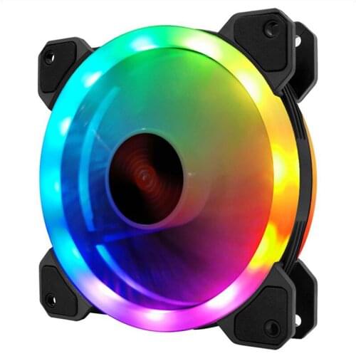 Cooling Aurora Fan 12cm Dual Aperture 12v Automatic Color Change Symphony Mute Desktop RGB Chassis Does Not Require A Controller