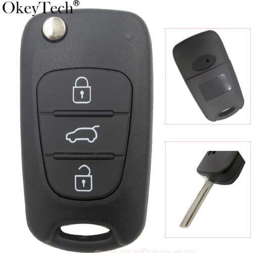 Okeytech 10Pcs 3 Buttons Remote Flip Key Folding Car key Shell For Kia Sportage Picanto 3 Rio K2 K5 Sportage Cerato Ceed Soul