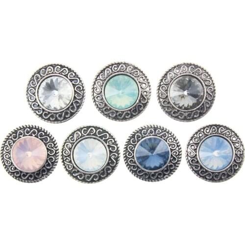Wholesale 10pcs/lot Mixed metal 18mm snap button jewelry Metal Rhinestone snap button fit snap button bracelet Jewelry