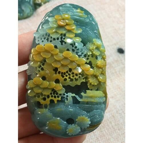 Real 7A Myanmar jade Hand-Carved jade landscape emperor green jade pendant jade necklace pendants jewelry jade necklaces woman